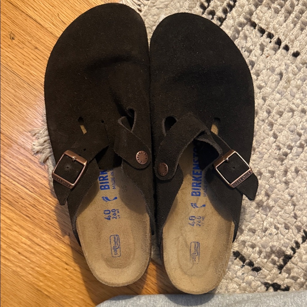 Birkenstock Dark brown suede slip ons